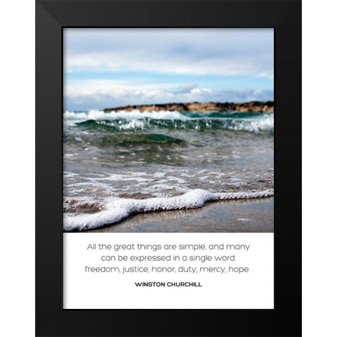 Winston Churchill Quote: Great Things are Simple Black Modern Wood Framed Art Print by ArtsyQuotes