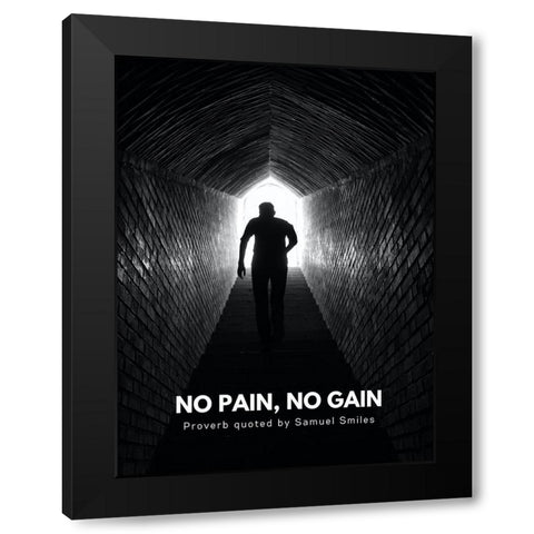 Samuel Smiles Quote: No Pains Black Modern Wood Framed Art Print with Double Matting by ArtsyQuotes