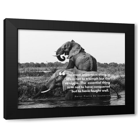 Baron Pierre De Coubertin Quote: Life is Not to Triumph Black Modern Wood Framed Art Print by ArtsyQuotes