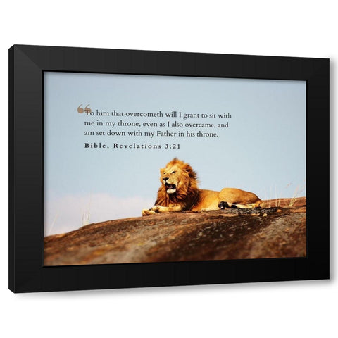 Bible Verse Quote Revelation 3:21 Black Modern Wood Framed Art Print with Double Matting by ArtsyQuotes