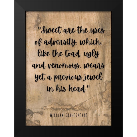 William Shakespeare Quote: Ugly and Venomous Black Modern Wood Framed Art Print by ArtsyQuotes