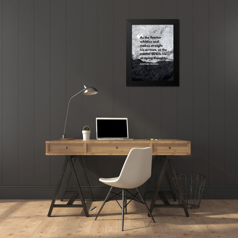 Gautama Buddha Quote: Straying Thoughts Black Modern Wood Framed Art Print by ArtsyQuotes