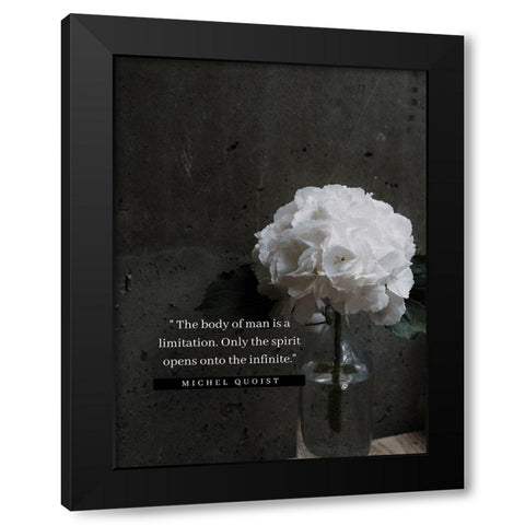 Michel Quoist Quote: The Body of Man Black Modern Wood Framed Art Print by ArtsyQuotes