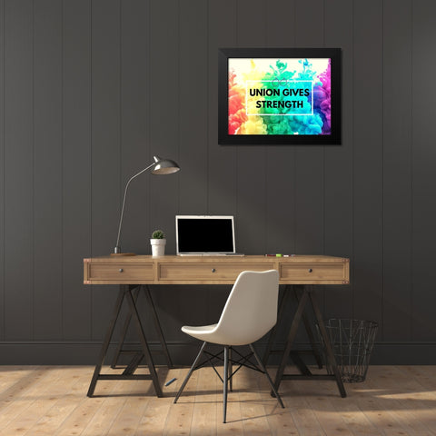 Homer Quote: Union Gives Strength Black Modern Wood Framed Art Print by ArtsyQuotes