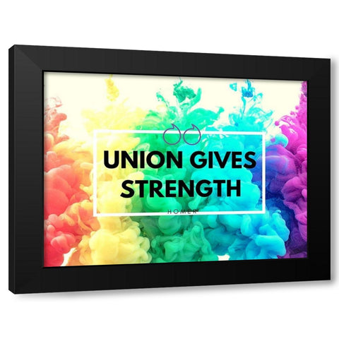 Homer Quote: Union Gives Strength Black Modern Wood Framed Art Print by ArtsyQuotes