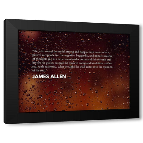 James Allen Quote: Strong and Happy Black Modern Wood Framed Art Print by ArtsyQuotes