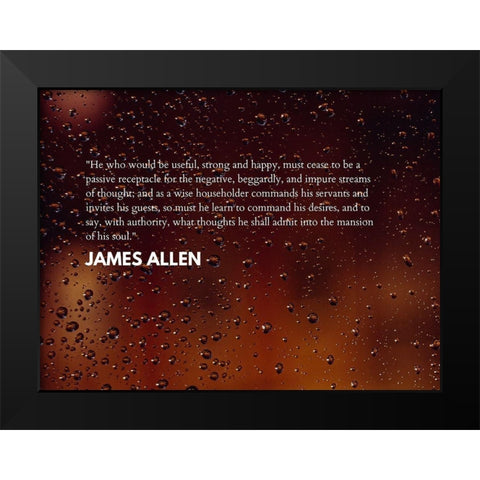 James Allen Quote: Strong and Happy Black Modern Wood Framed Art Print by ArtsyQuotes