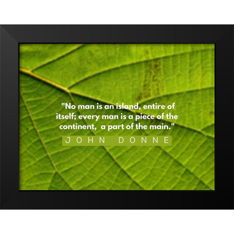 John Donne Quote: No Man is an Island Black Modern Wood Framed Art Print by ArtsyQuotes