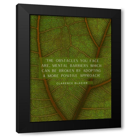 Clarence Blasier Quote: Obstacles Black Modern Wood Framed Art Print by ArtsyQuotes