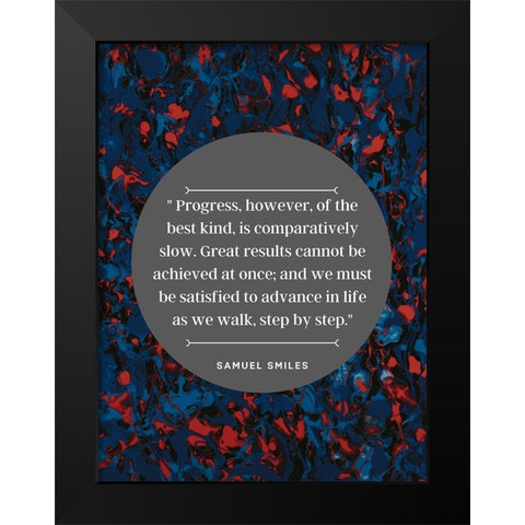 Samuel Smiles Quote: Great Results Black Modern Wood Framed Art Print by ArtsyQuotes