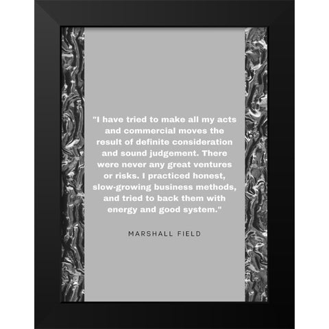 Marshall Field Quote: Sound Judgement Black Modern Wood Framed Art Print by ArtsyQuotes