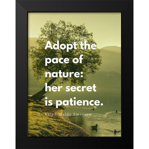 Ralph Waldo Emerson Quote: Adopt the Pace Black Modern Wood Framed Art Print by ArtsyQuotes