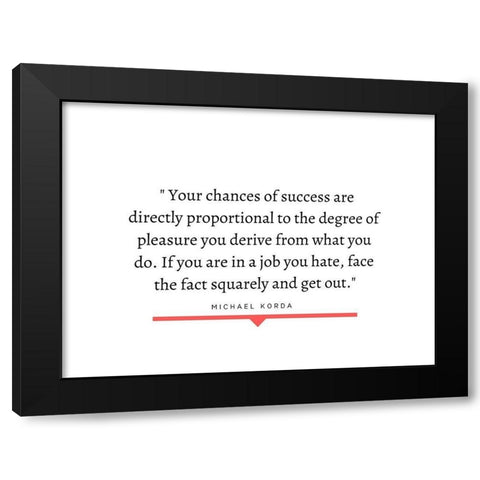 Michael Korda Quote: Degree of Pleasure Black Modern Wood Framed Art Print by ArtsyQuotes