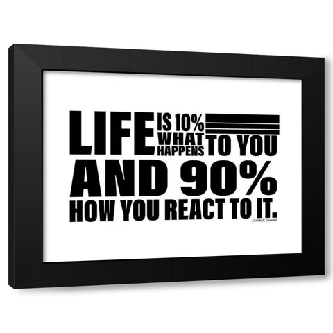 Charles R. Swindoll Quote: How You React Black Modern Wood Framed Art Print with Double Matting by ArtsyQuotes