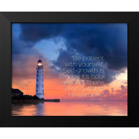 Stephen Covey Quote: Be Patient Black Modern Wood Framed Art Print by ArtsyQuotes