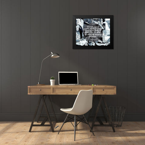 Albert Einstein Quote: Genius (Picasso Guernica) Black Modern Wood Framed Art Print by ArtsyQuotes