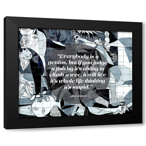 Albert Einstein Quote: Genius (Picasso Guernica) Black Modern Wood Framed Art Print by ArtsyQuotes