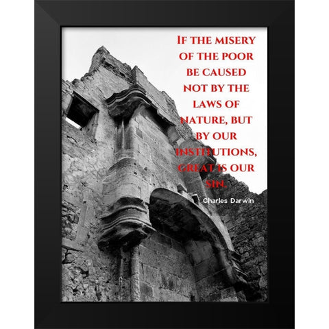 Charles Darwin Quote: Misery of the Poor Black Modern Wood Framed Art Print by ArtsyQuotes