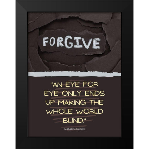 M.K. Gandi Quote: Eye for Eye Black Modern Wood Framed Art Print by ArtsyQuotes