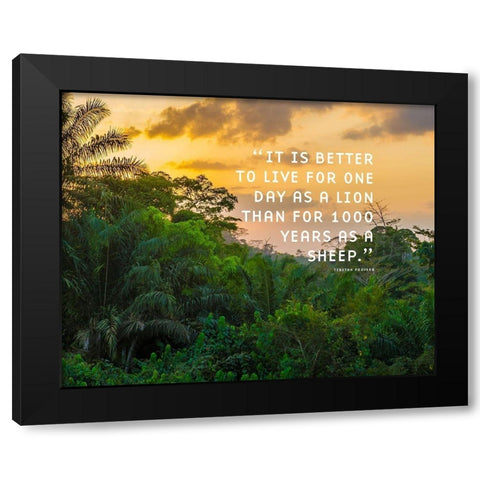 Tibetan Proverb Quote: One Day as a Lion Black Modern Wood Framed Art Print with Double Matting by ArtsyQuotes