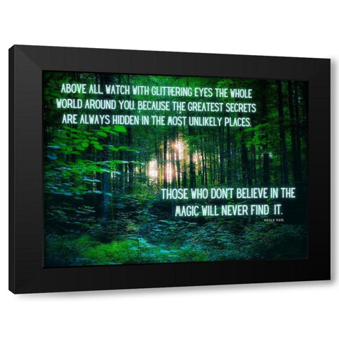 Raold Dahl Quote: Glittering Eyes Black Modern Wood Framed Art Print by ArtsyQuotes