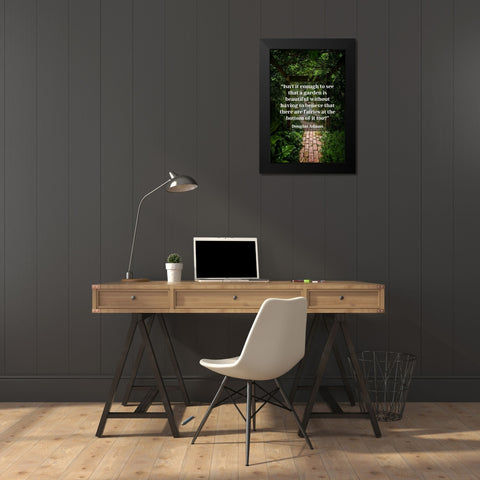 Douglas Adams Quote: Garden is Beautiful Black Modern Wood Framed Art Print by ArtsyQuotes