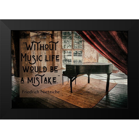 Friedrich Nietzsche Quote: Without Music Black Modern Wood Framed Art Print by ArtsyQuotes