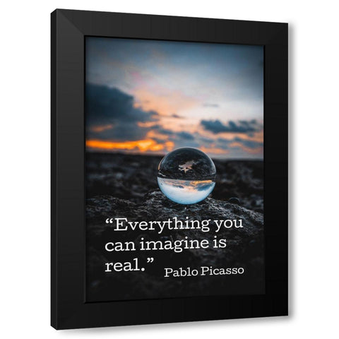 Pablo Picasso Quote: Imagine Black Modern Wood Framed Art Print with Double Matting by ArtsyQuotes