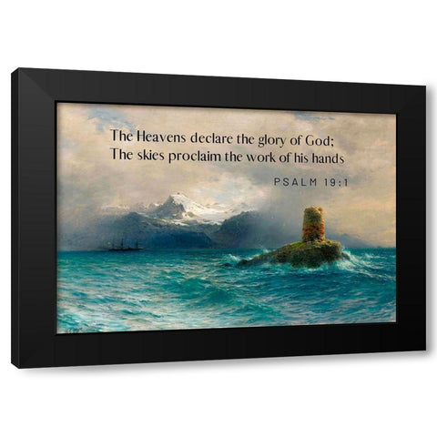 Bible Verse Quote Psalm 19:1, Lev Lagorio, Lofoten Island Black Modern Wood Framed Art Print with Double Matting by ArtsyQuotes