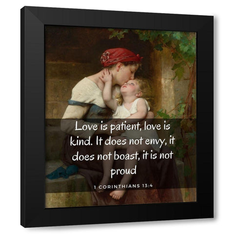 Bible Verse Quote 1 Corinthians 13:4, Leon Brazile Perrault, Mother with Child Black Modern Wood Framed Art Print with Double Matting by ArtsyQuotes