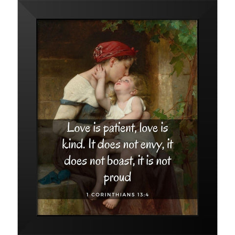 Bible Verse Quote 1 Corinthians 13:4, Leon Brazile Perrault, Mother with Child Black Modern Wood Framed Art Print by ArtsyQuotes