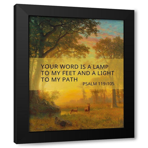 Bible Verse Quote Psalm 119:105, Albert Bierstadt, Light in the Forest Black Modern Wood Framed Art Print with Double Matting by ArtsyQuotes