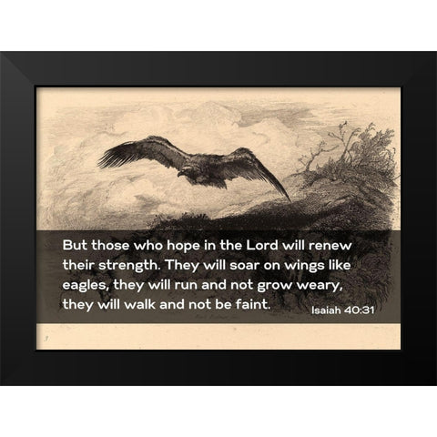 Bible Verse Quote Isaiah 40:31, Karl Bodmer - Eagle Flying Black Modern Wood Framed Art Print by ArtsyQuotes