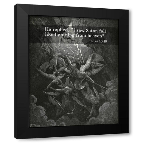 Bible Verse Quote Luke 10:18, Gustave Dore - The Mouth of Hell Black Modern Wood Framed Art Print with Double Matting by ArtsyQuotes