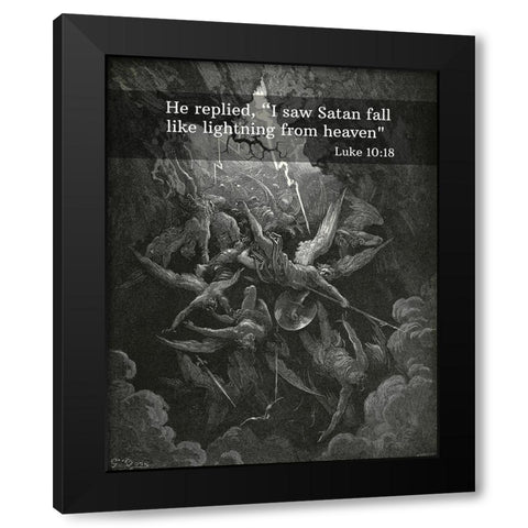 Bible Verse Quote Luke 10:18, Gustave Dore - The Mouth of Hell Black Modern Wood Framed Art Print by ArtsyQuotes