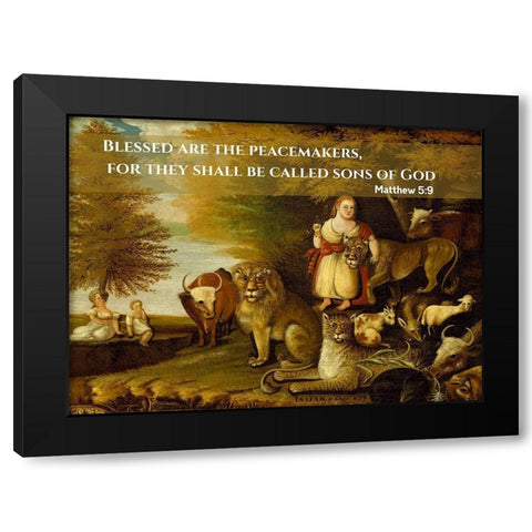 Bible Verse Quote Matthew 5:9, Edwin Austin Abbey - Peaceable Kingdom Black Modern Wood Framed Art Print with Double Matting by ArtsyQuotes