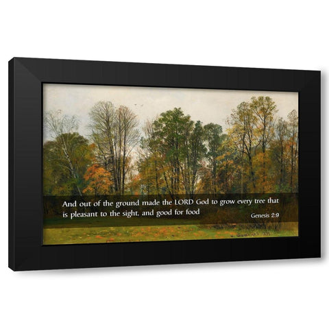 Bible Verse Quote Genesis 2:9, Ivan Shishkin - Autumn Leaves Black Modern Wood Framed Art Print by ArtsyQuotes