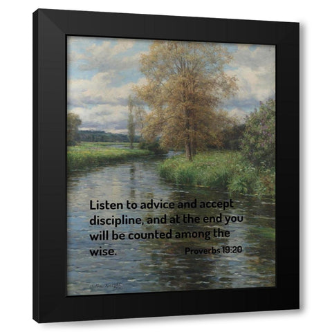 Bible Verse Quote Proverbs 19:20, Louis Aston Knight - At the Waters Edge Black Modern Wood Framed Art Print with Double Matting by ArtsyQuotes