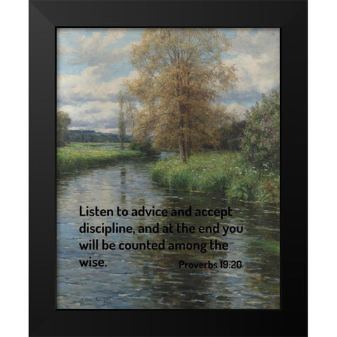 Bible Verse Quote Proverbs 19:20, Louis Aston Knight - At the Waters Edge Black Modern Wood Framed Art Print by ArtsyQuotes