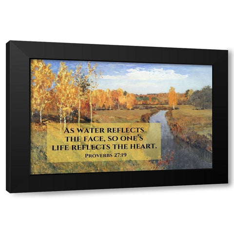 Bible Verse Quote Proverbs 27:19, Issac Levitan - Autumn Landscape I Black Modern Wood Framed Art Print with Double Matting by ArtsyQuotes