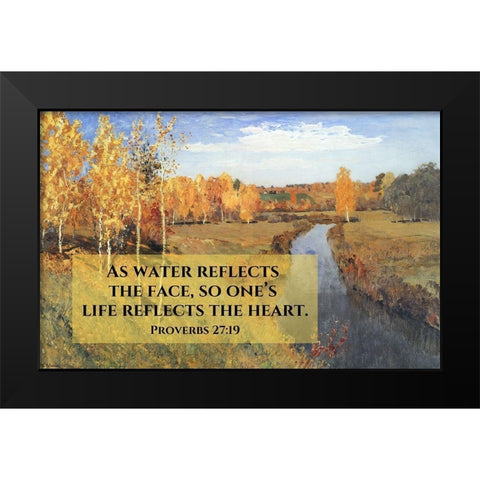 Bible Verse Quote Proverbs 27:19, Issac Levitan - Autumn Landscape I Black Modern Wood Framed Art Print by ArtsyQuotes