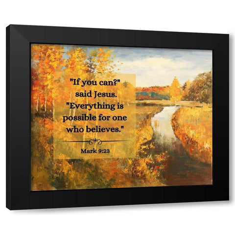 Bible Verse Quote Mark 9:23, Issac Levitan - Autumn Water Black Modern Wood Framed Art Print by ArtsyQuotes