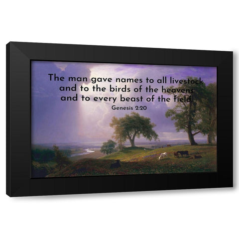 Bible Verse Quote Genesis 2:20, Albert Bierstadt - California Spring Black Modern Wood Framed Art Print by ArtsyQuotes