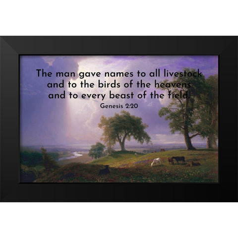 Bible Verse Quote Genesis 2:20, Albert Bierstadt - California Spring Black Modern Wood Framed Art Print by ArtsyQuotes