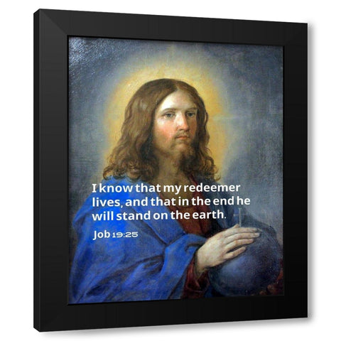 Bible Verse Quote Job 19:25, Guido Reno - Christ the Savior Black Modern Wood Framed Art Print with Double Matting by ArtsyQuotes