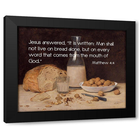 Bible Verse Quote Matthew 4:4, Albert Ankler - Still Life New Wine Black Modern Wood Framed Art Print with Double Matting by ArtsyQuotes