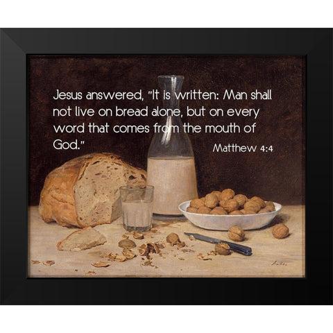 Bible Verse Quote Matthew 4:4, Albert Ankler - Still Life New Wine Black Modern Wood Framed Art Print by ArtsyQuotes