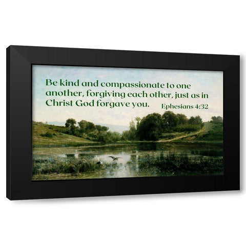 Bible Verse Quote Ephesians 4:32, Charles Francois Daubigny - The Ponds of Gylieu Black Modern Wood Framed Art Print by ArtsyQuotes