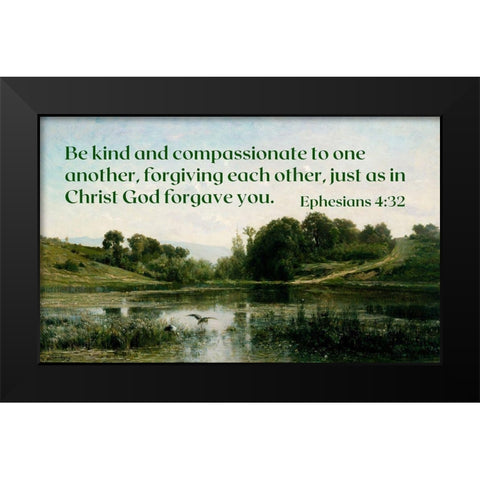 Bible Verse Quote Ephesians 4:32, Charles Francois Daubigny - The Ponds of Gylieu Black Modern Wood Framed Art Print by ArtsyQuotes