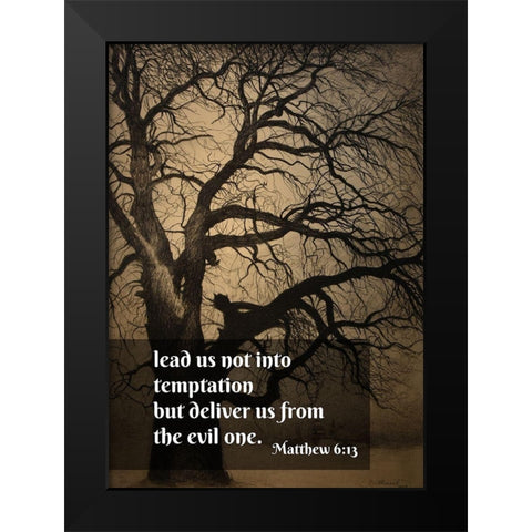 Bible Verse Quote Matthew 6:13, Leon Spilliaert - Tree in the Winter Black Modern Wood Framed Art Print by ArtsyQuotes